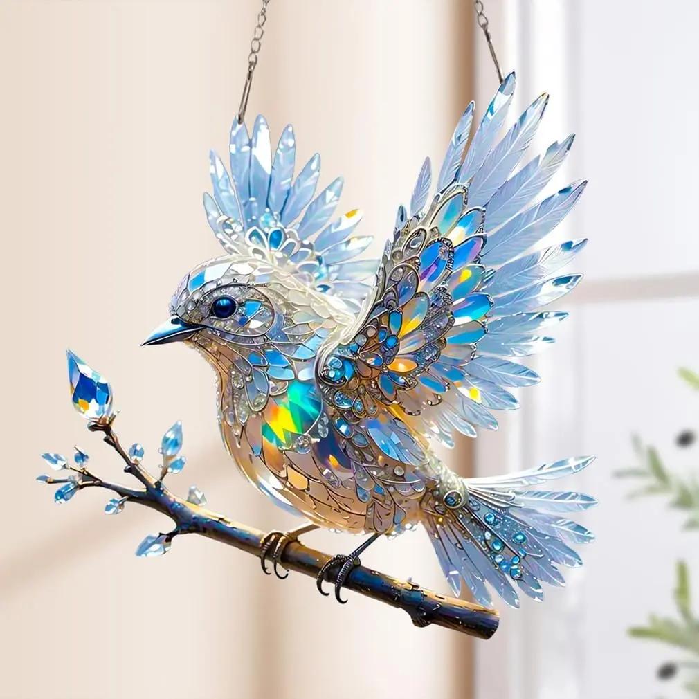 Acryl Vogel Raamdecoratie Transparant Lichtspel Venster Hangdecoratie Prisma Effect Figuurtje 2D Zonlicht | Sulvida