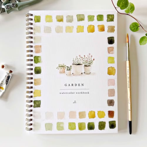 Aquarel Workbook voor Beginners — Stap-voor-Stap Schilderboek met Voorgedrukte Sjablonen en Aquarelverf | Sulvida