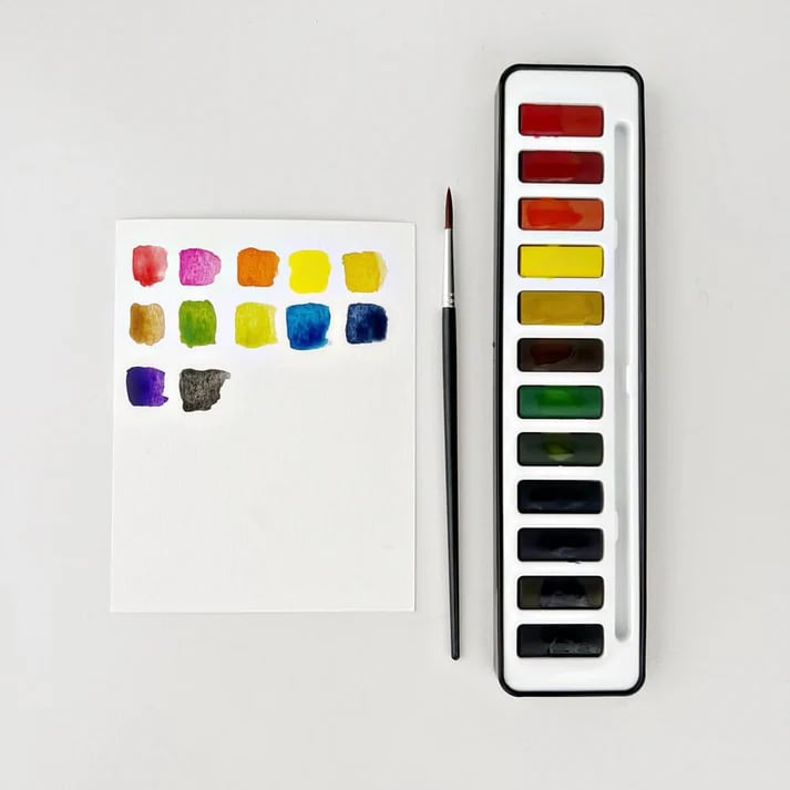 Aquarel Workbook voor Beginners — Stap-voor-Stap Schilderboek met Voorgedrukte Sjablonen en Aquarelverf | Sulvida