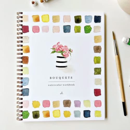 Aquarel Workbook voor Beginners — Stap-voor-Stap Schilderboek met Voorgedrukte Sjablonen en Aquarelverf | Sulvida