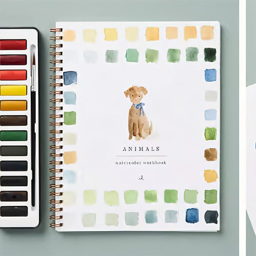 Aquarel Workbook voor Beginners — Stap-voor-Stap Schilderboek met Voorgedrukte Sjablonen en Aquarelverf | Sulvida