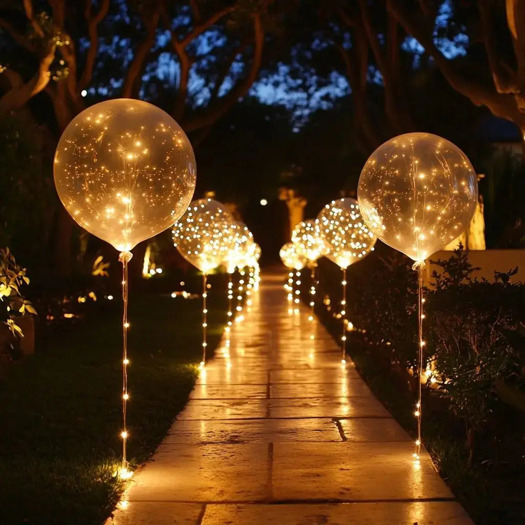 Transparante LED-ballonnen met warmwit licht feestdecoratie 45 cm herbruikbaar 10 stuks party verlichting | Sulvida