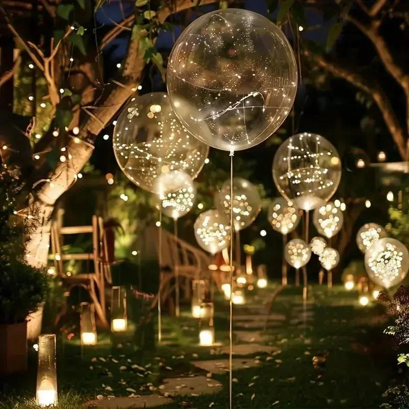 Transparante LED-ballonnen met warmwit licht feestdecoratie 45 cm herbruikbaar 10 stuks party verlichting | Sulvida