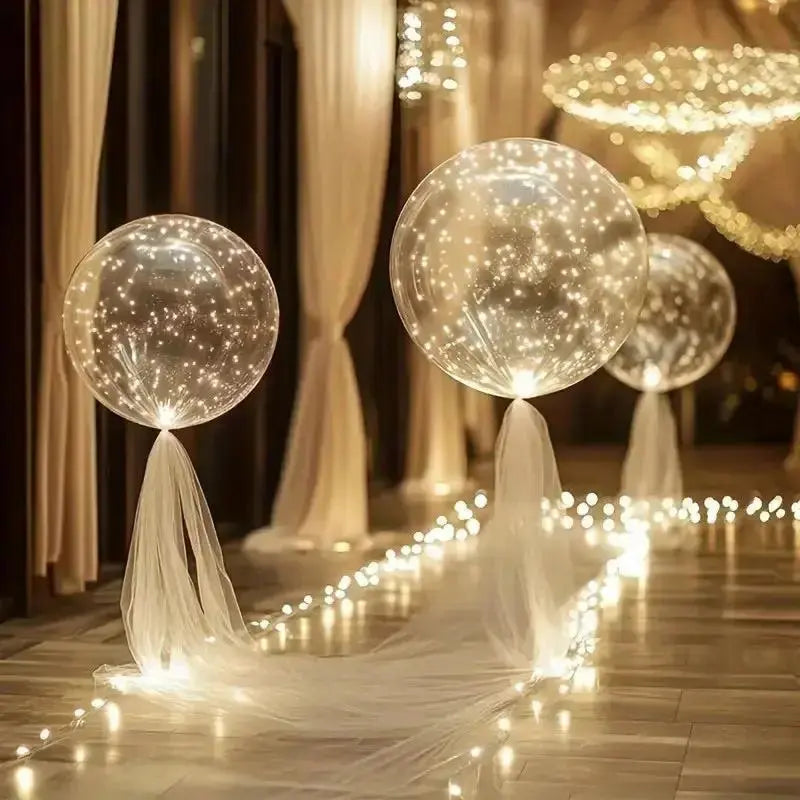 Transparante LED-ballonnen met warmwit licht feestdecoratie 45 cm herbruikbaar 10 stuks party verlichting | Sulvida