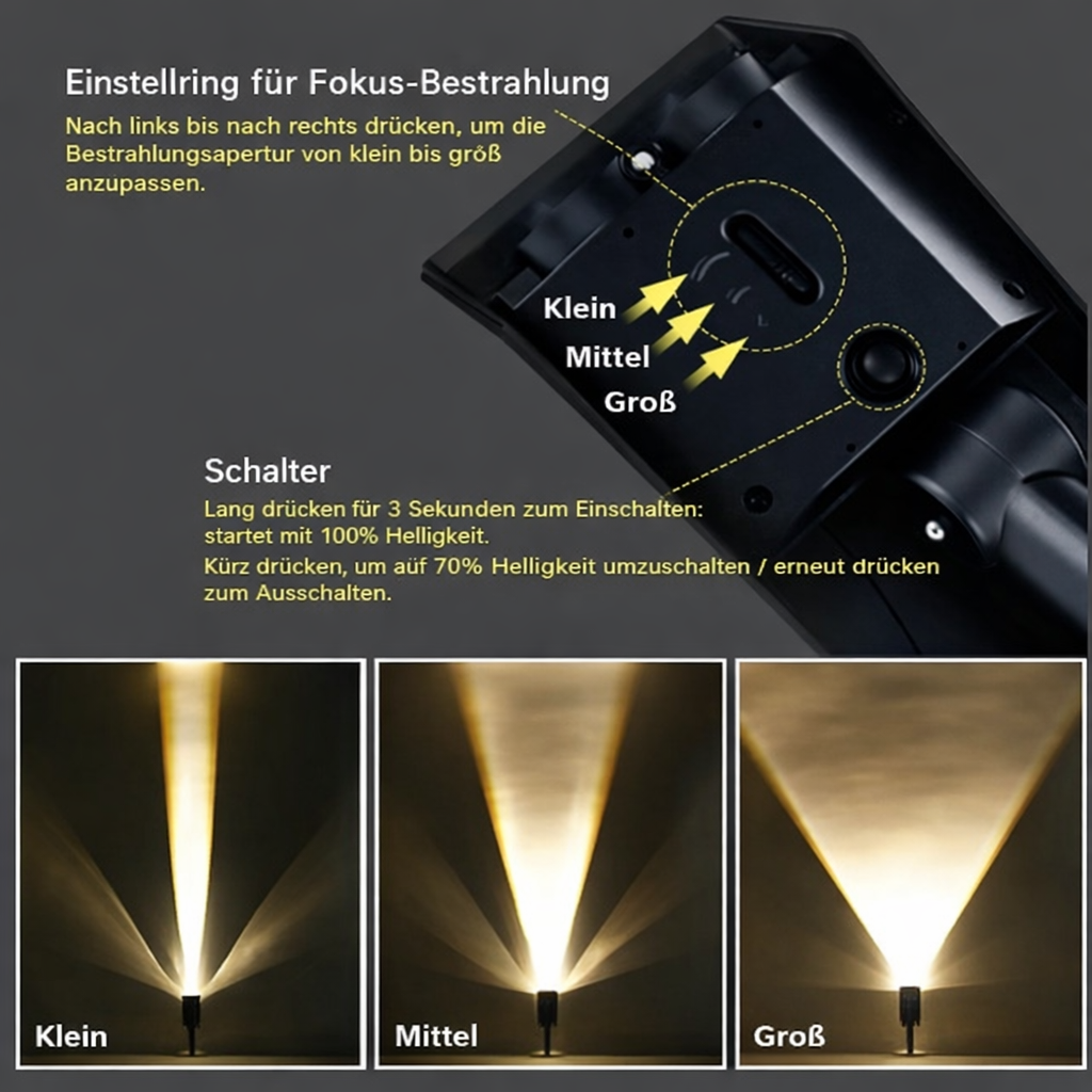 Solaire LED Tuinspot met Verstelbare Zoom IP65 Waterbestendig Warm Wit Energiezuinige Buitenverlichting voor Gazon Borders en Gevel | Sulvida
