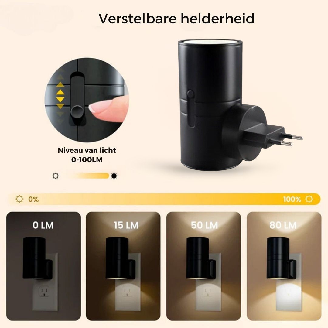 LED Stekkerlamp met Sensor – Moderne Wandverlichting met Automatische Schemer- en Daglichtsensor voor Gang | Sulvida
