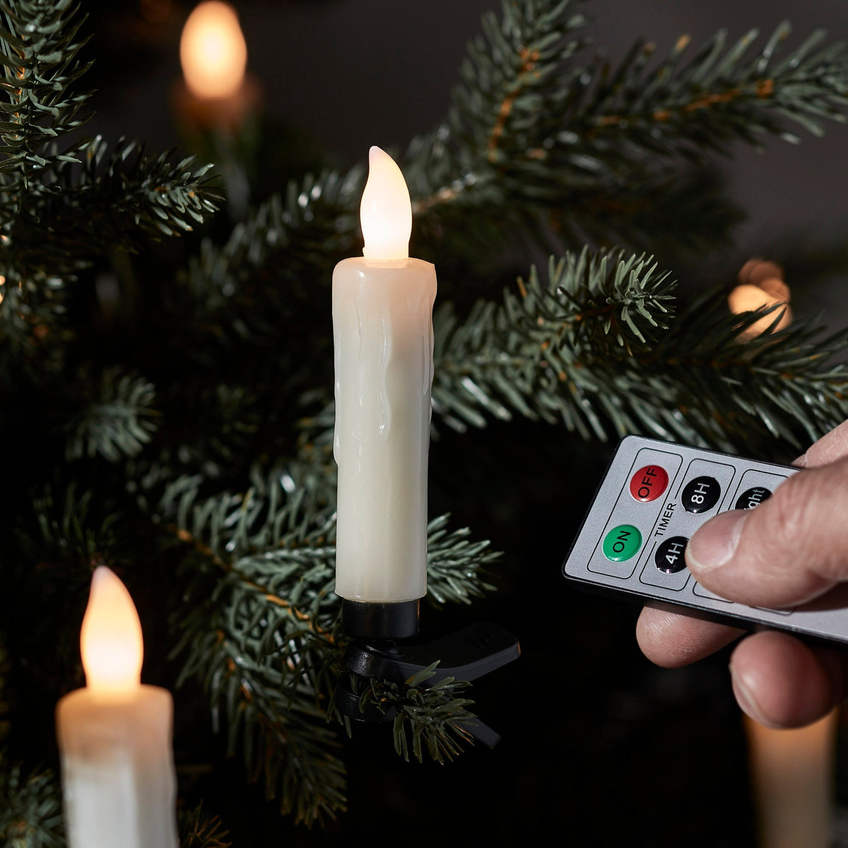 Set van 20 draadloze LED kerstboomkaarsen crèmekleurig met timer afstandsbediening sfeervolle kerstverlichting | Sulvida