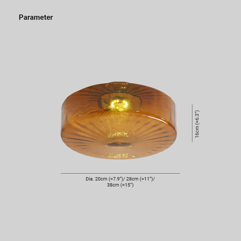 Plafondlamp Amber Glas Met Zonnestraalpatroon Warm Retro Licht Voor Slaapkamer Woonkamer Hal Sfeerverlichting | Sulvida