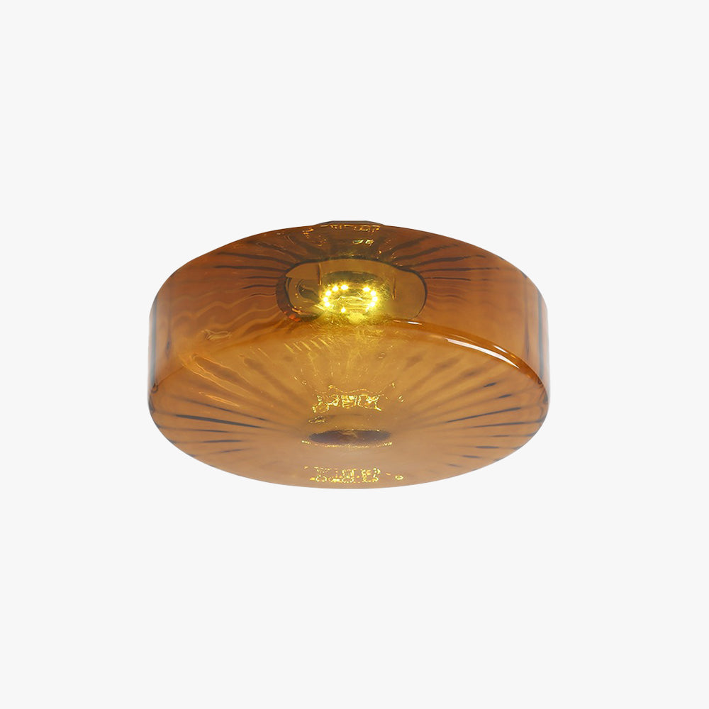 Plafondlamp Amber Glas Met Zonnestraalpatroon Warm Retro Licht Voor Slaapkamer Woonkamer Hal Sfeerverlichting | Sulvida