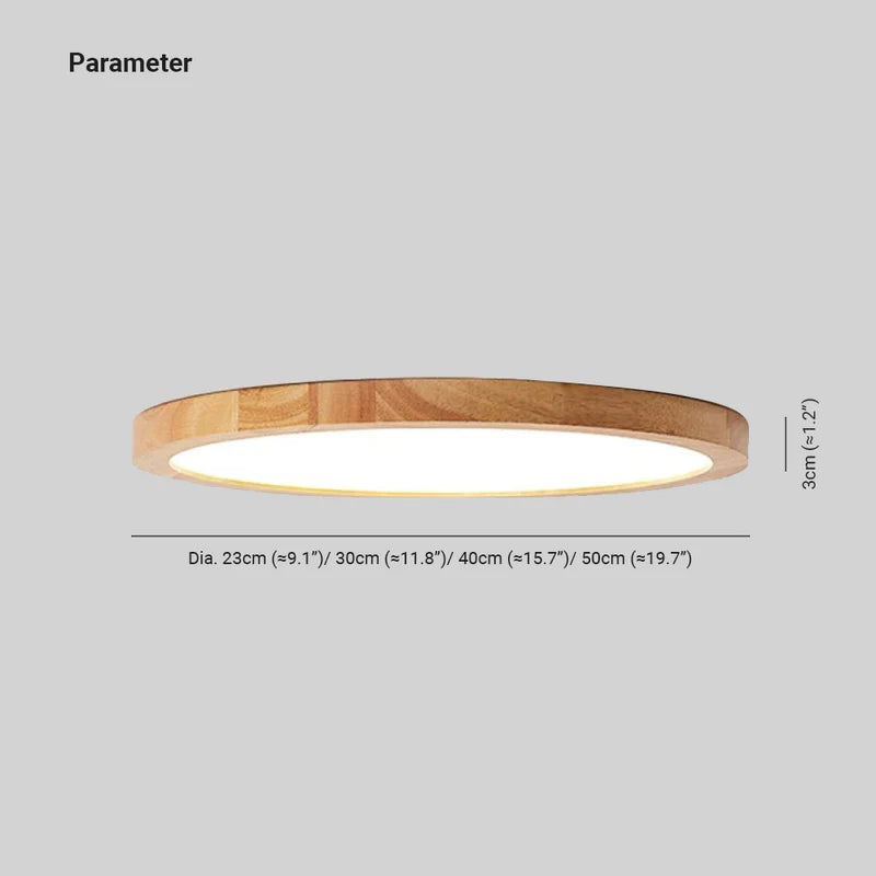 Ronde houten plafondlamp LED dimbaar modern design ultradun woonkamer slaapkamer eetkamer scandinavisch | Sulvida
