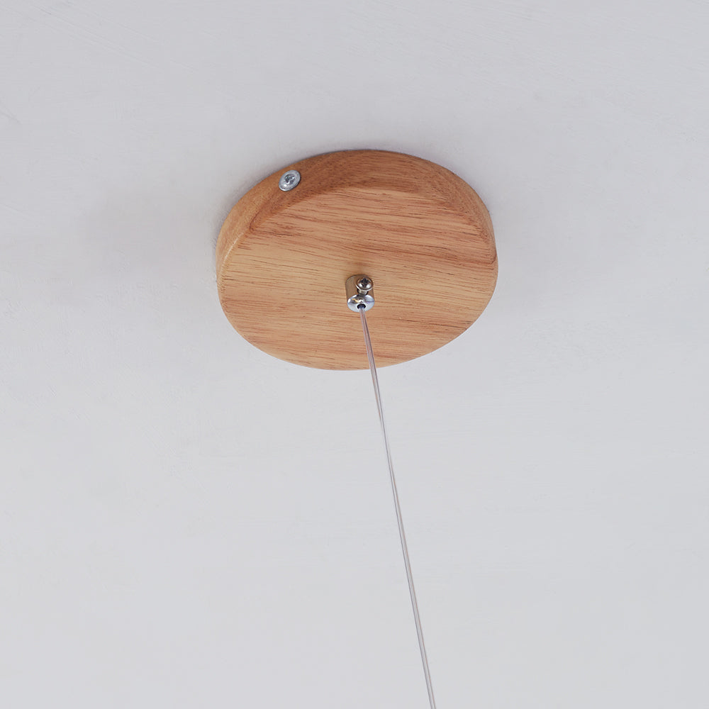 Glazen Hanglamp met Houten Ring Notenbruin Messing Eethoek Woonkamer Slaapkamer Sfeerverlichting Design | Sulvida