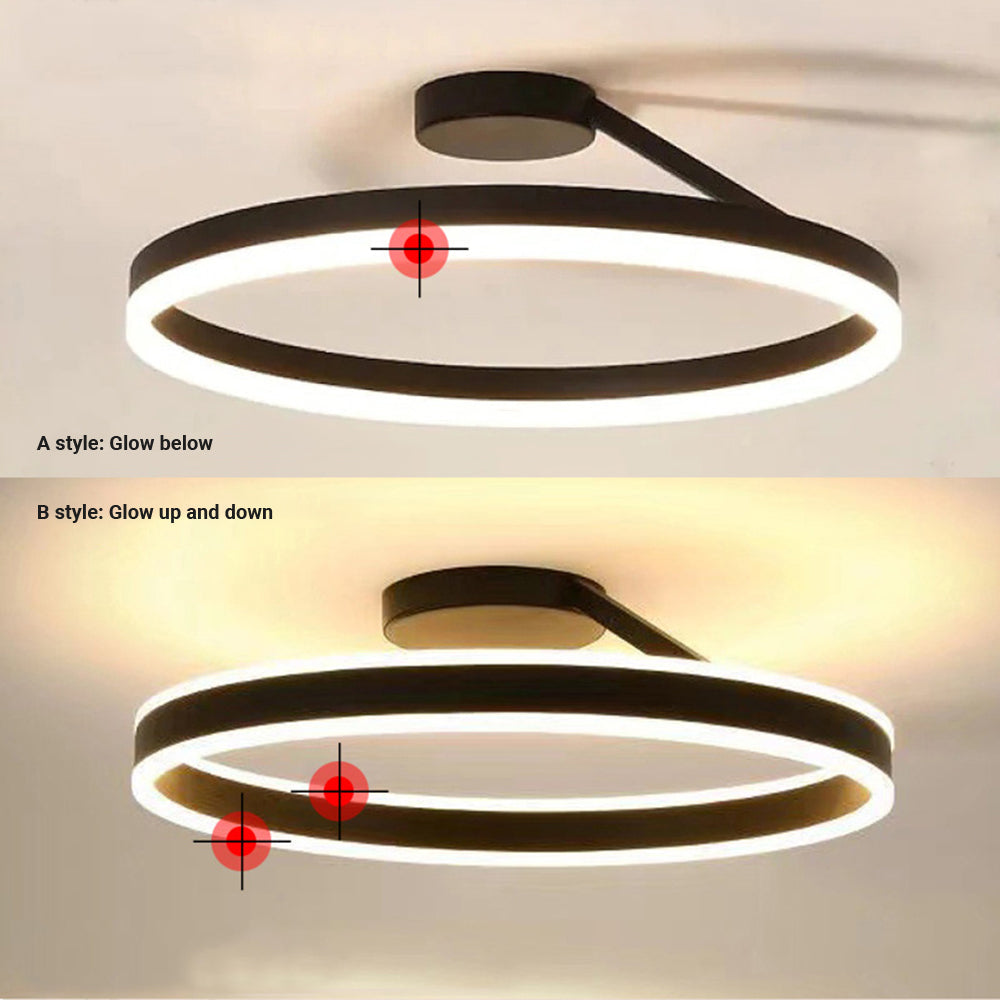 Minimalistische Plafondlamp LED Ronde Ringen Dimbaar Metaal Acryl Zwart Wit voor Slaapkamer Gang Eetkamer | Sulvida