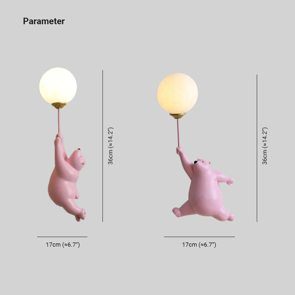 Wandlamp Beer met Ballon LED Wit Blauw Roze Kinderkamer Slaapkamer Woonkamer Leeslamp Acrylic Decoratief | Sulvida