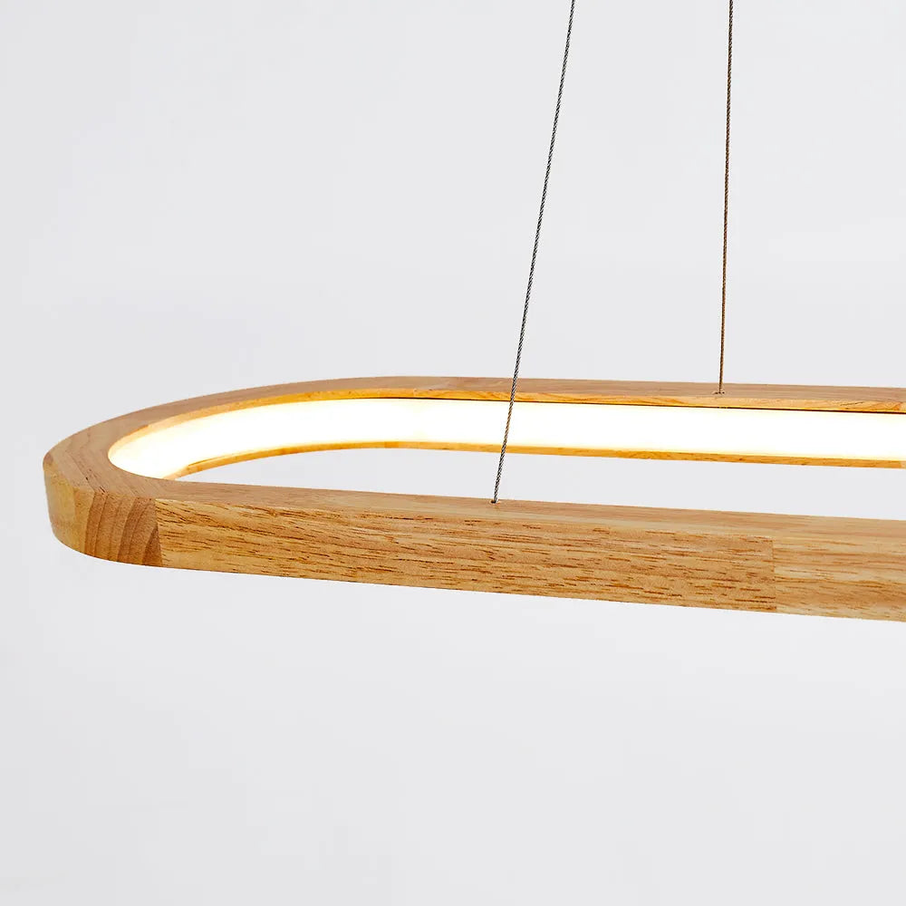 Ovale Hanglamp Hout Acrylic LED Dimbaar Eetkamer Woonkamer Keuken Moderne Scandinavische Verlichting | Sulvida