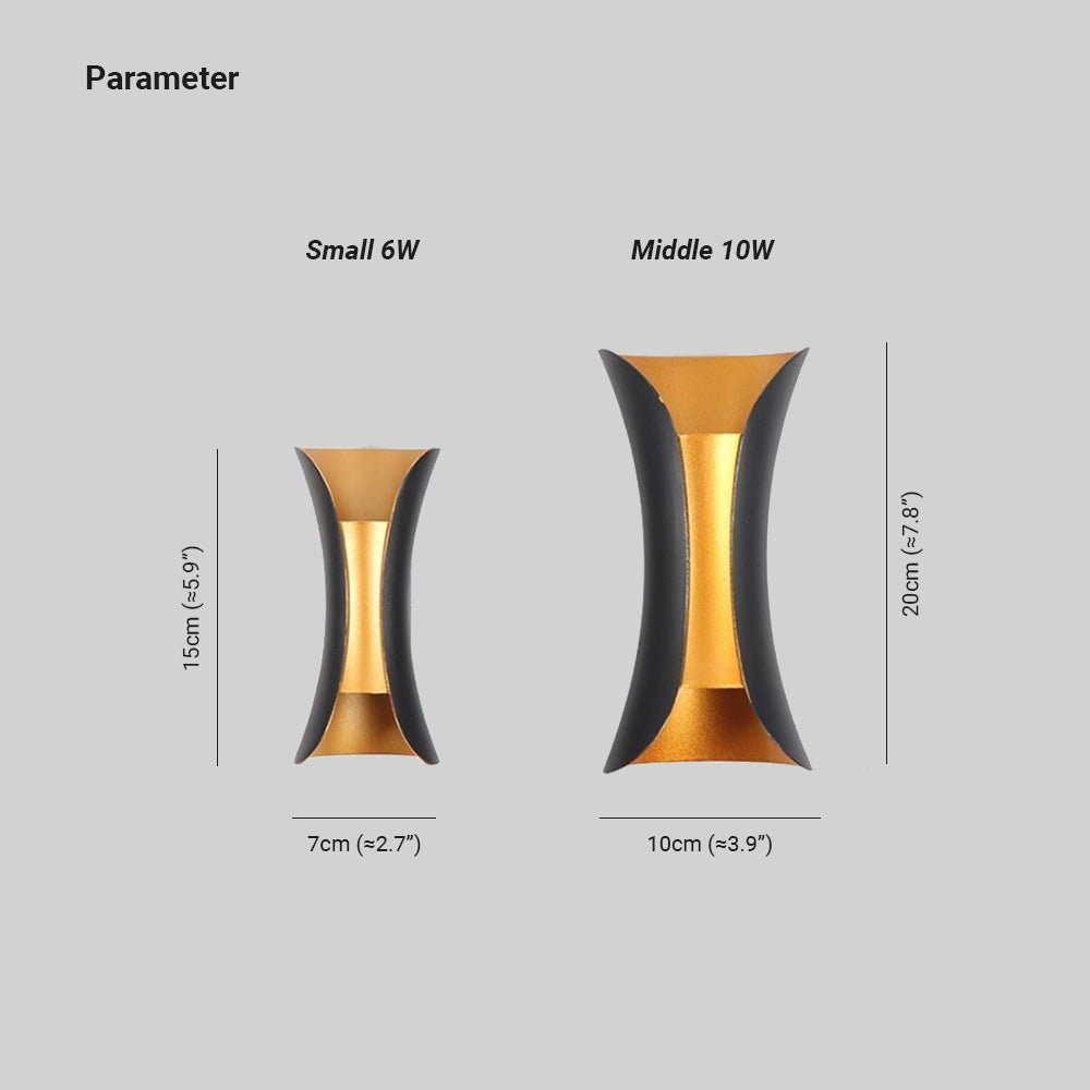 LED Wandlamp Gebogen Voor Buiten Waterdicht IP65 Zwart Wit Zwart-Goud Modern Design Buitenverlichting | Sulvida