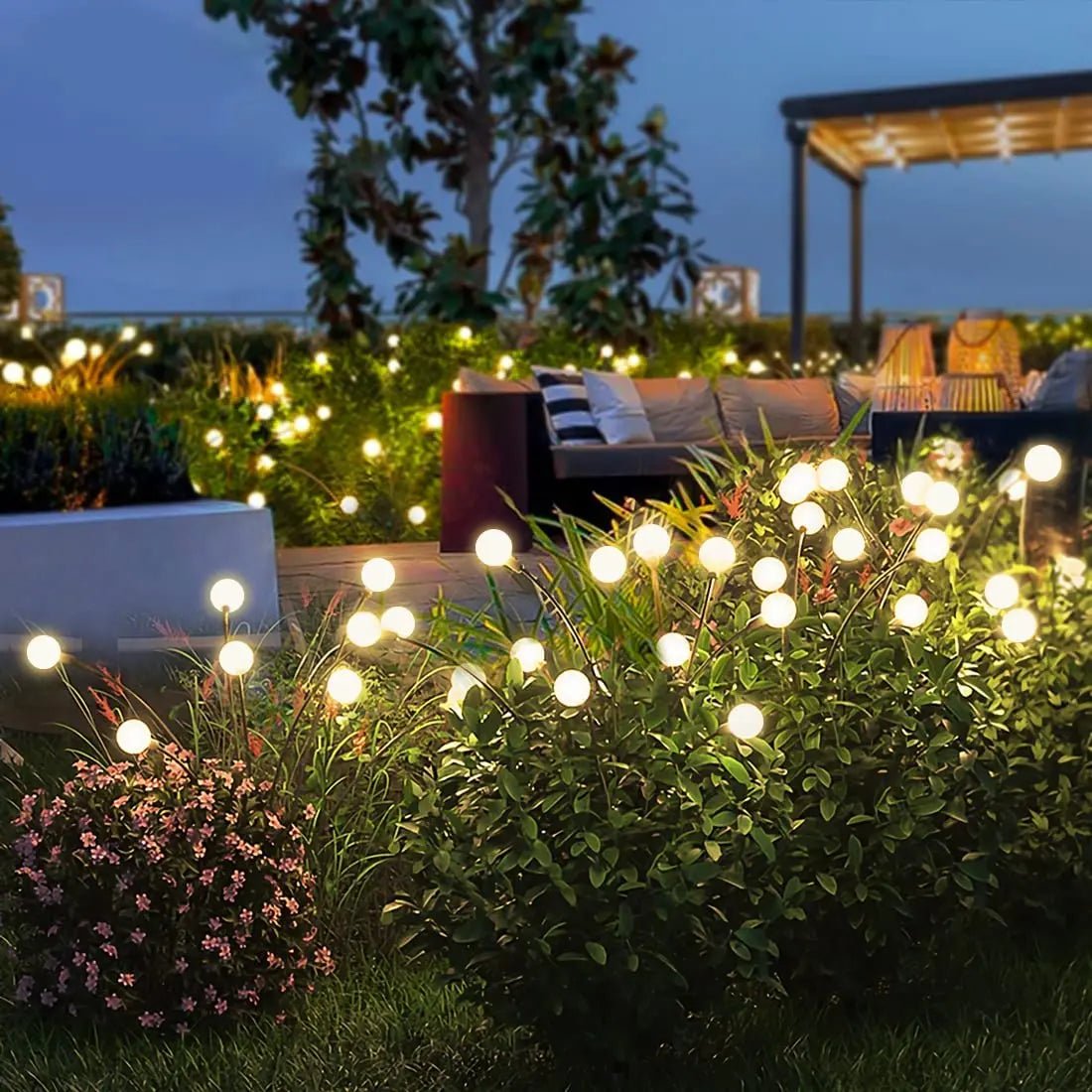 LED Solarlampen voor Tuin Waterbestendig met Gouden Gloeilamp – 6, 8 of 10 Lichtpunten Buitenverlichting | Sulvida