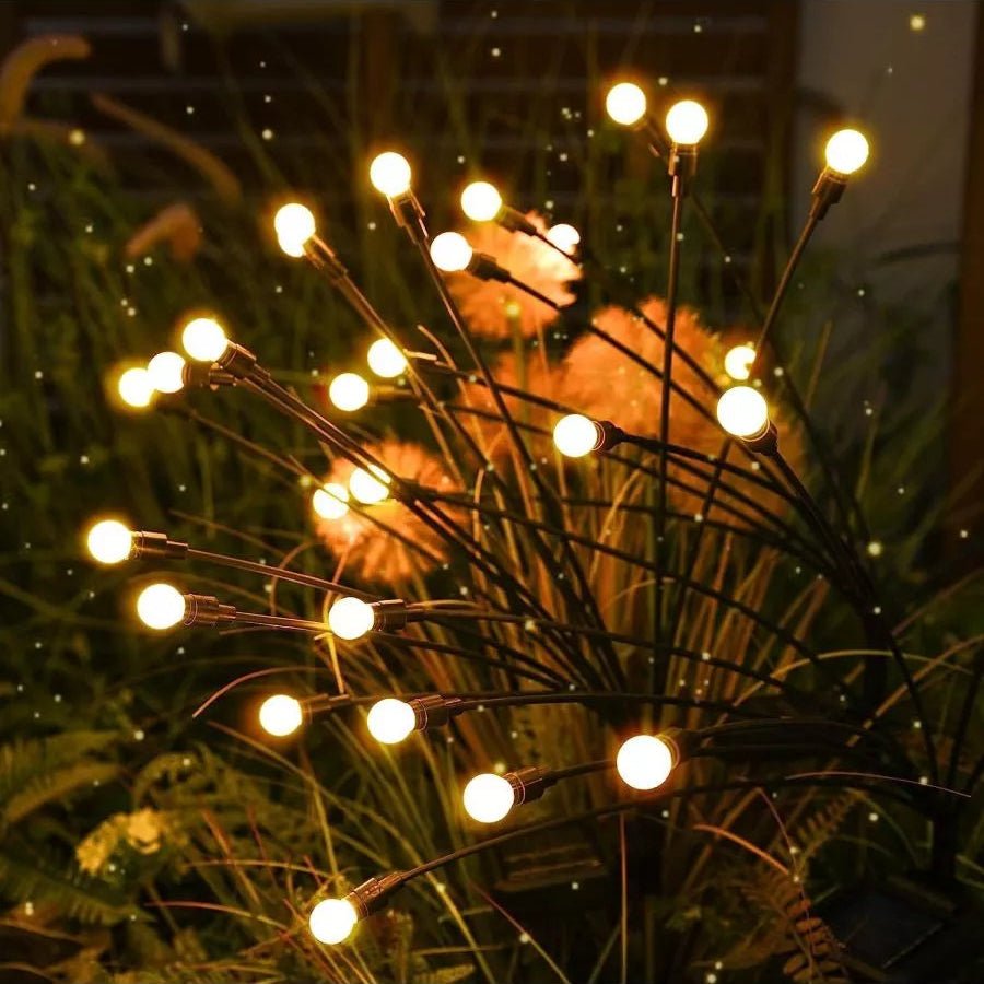 LED Solarlampen voor Tuin Waterbestendig met Gouden Gloeilamp – 6, 8 of 10 Lichtpunten Buitenverlichting | Sulvida