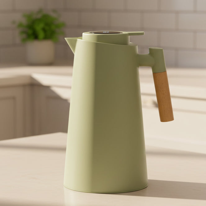 Thermos à double paroi 1 litre avec indicateur de température, cyan, blanc, vert, acier inoxydable, bouteille isotherme, cafetière, théière | Sulvida