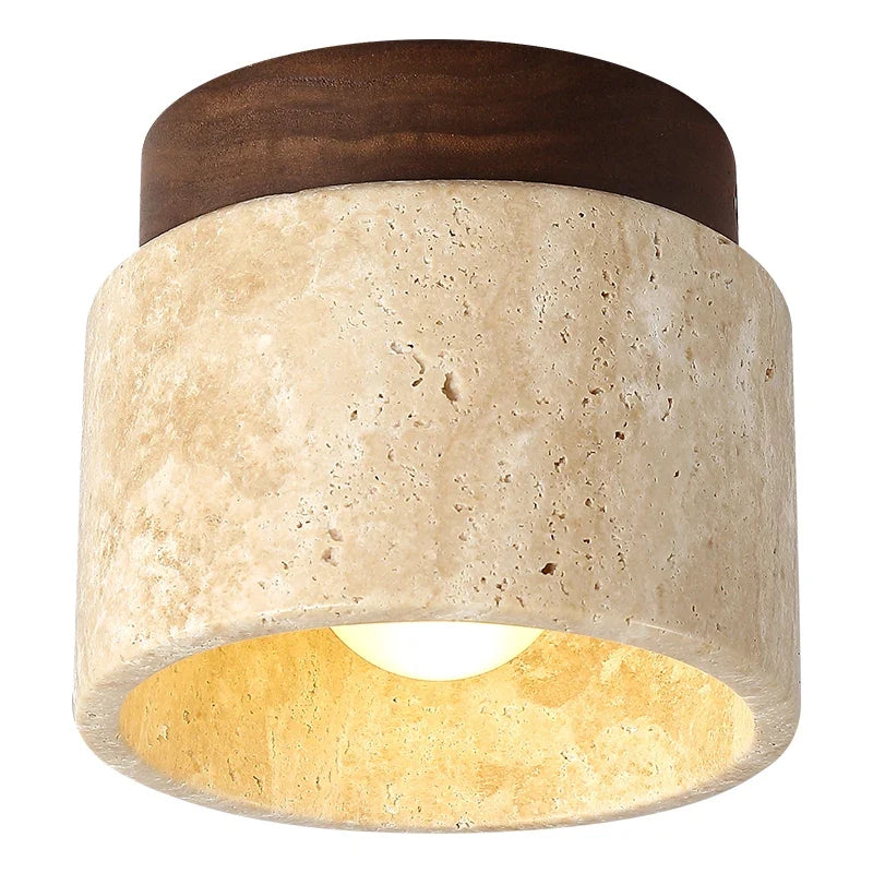 Plafondlamp Travertin Hout Steen Natuurlijk Modern Oppervlaktemontage LED Verlichting Woonkamer Gang Hal | Sulvida