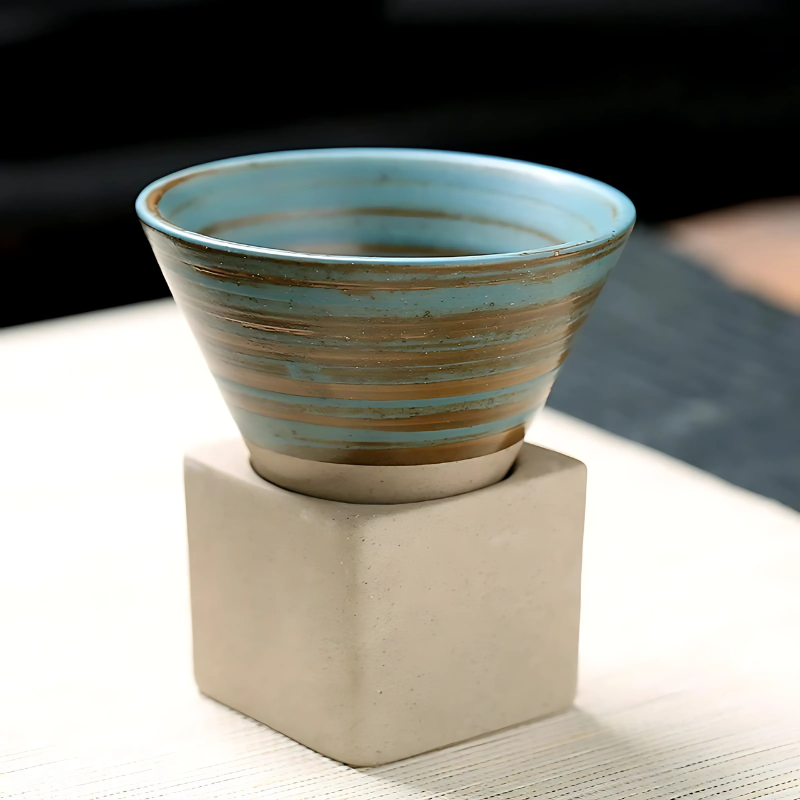 Japanse koffiekop keramiek 100ml met houder handgemaakt servies ontbijtkom espresso mokje thee drinken | Sulvida
