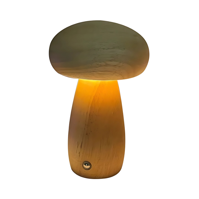 Paddenstoellamp in Lichtbruin en Donkerbruin – Natuurlijk Houten Nachtlampje met Stemmingsvol Warm Licht – Klein en Groot Model – Sfeerlamp voor Slaapkamer Kinderkamer | Sulvida
