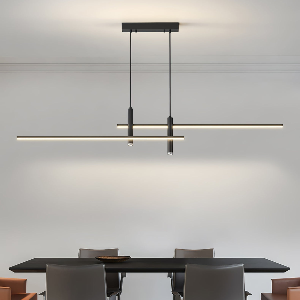 Lineaire Hanglamp Metaal Zwart of Goud Eetkamer Keuken Spotverlichting Modern Design LED Verstelbaar | Sulvida