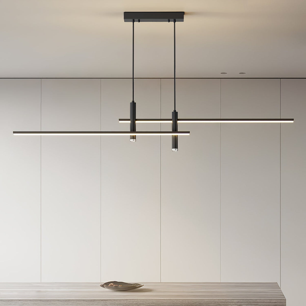 Lineaire Hanglamp Metaal Zwart of Goud Eetkamer Keuken Spotverlichting Modern Design LED Verstelbaar | Sulvida