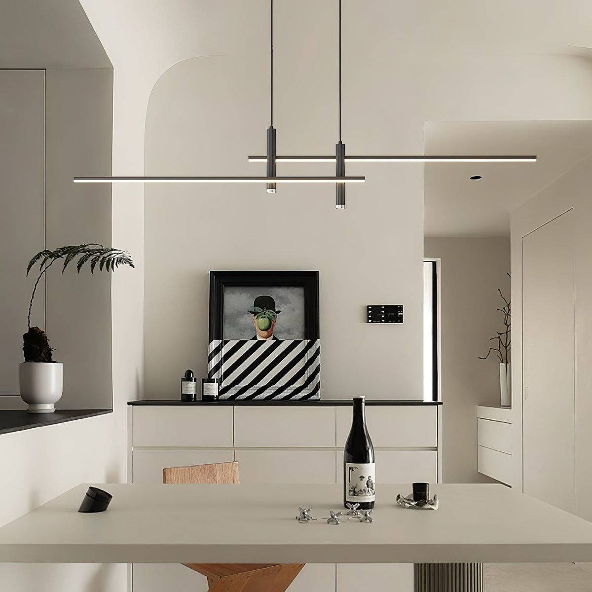 Lineaire Hanglamp Metaal Zwart of Goud Eetkamer Keuken Spotverlichting Modern Design LED Verstelbaar | Sulvida