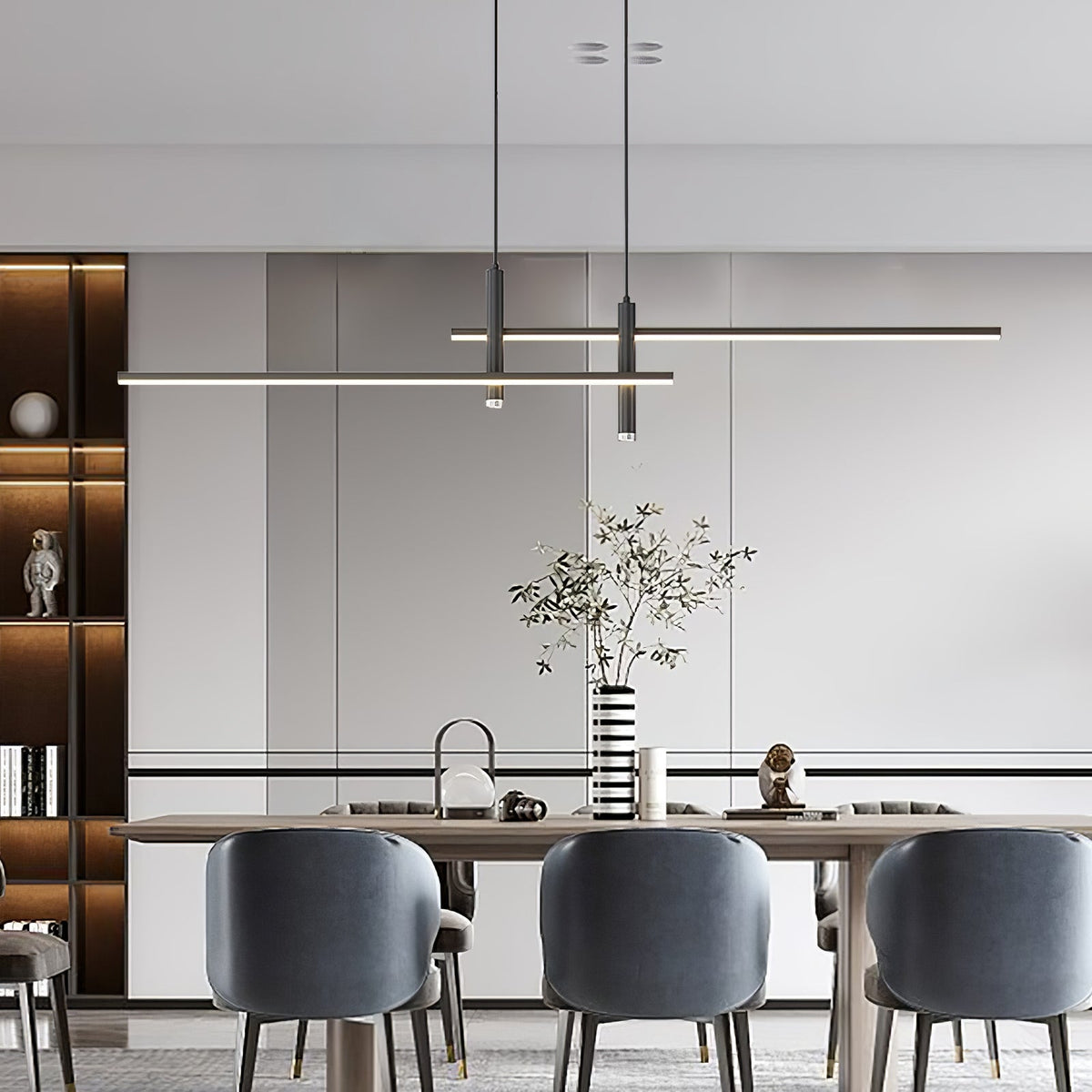 Lineaire Hanglamp Metaal Zwart of Goud Eetkamer Keuken Spotverlichting Modern Design LED Verstelbaar | Sulvida