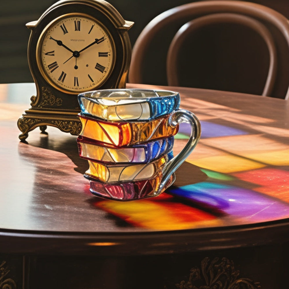 Boekenminnaar Beker met 3D Boekrug Design – Duurzaam Glas 350 ml – Literatuur Geschenk voor Thee Koffie | Sulvida