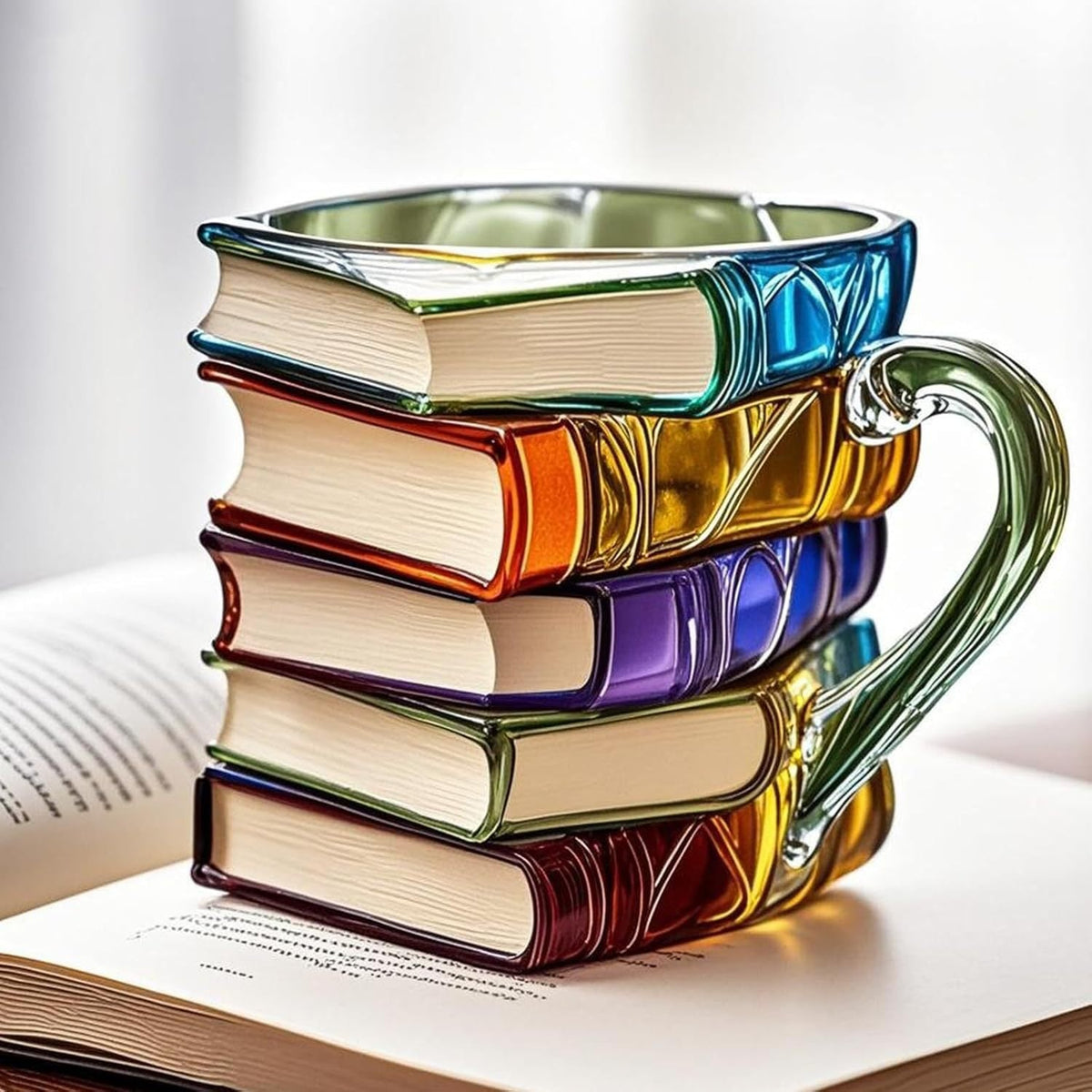 Boekenminnaar Beker met 3D Boekrug Design – Duurzaam Glas 350 ml – Literatuur Geschenk voor Thee Koffie | Sulvida