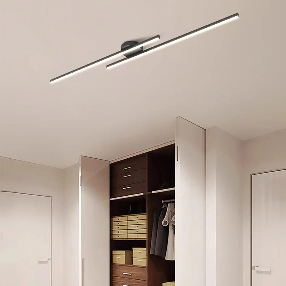 LED Plafondlamp Strip Zwart Wit Aluminium Modern Design Dimbaar Woonkamer Slaapkamer Hal Keuken Kantoor | Sulvida