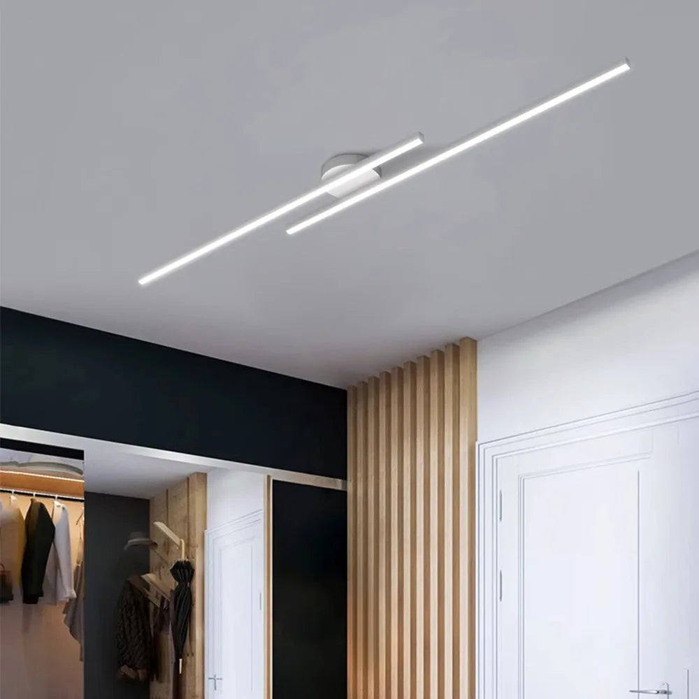 LED Plafondlamp Strip Zwart Wit Aluminium Modern Design Dimbaar Woonkamer Slaapkamer Hal Keuken Kantoor | Sulvida