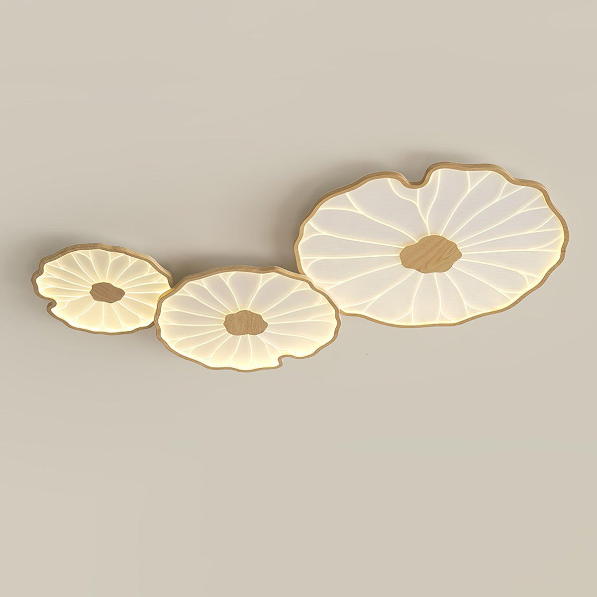 Plafondlamp met Houtlook Afwerking Modern Lichtkleur Schakelbaar voor Woonkamer & Slaapkamer Plat Design LED | Sulvida