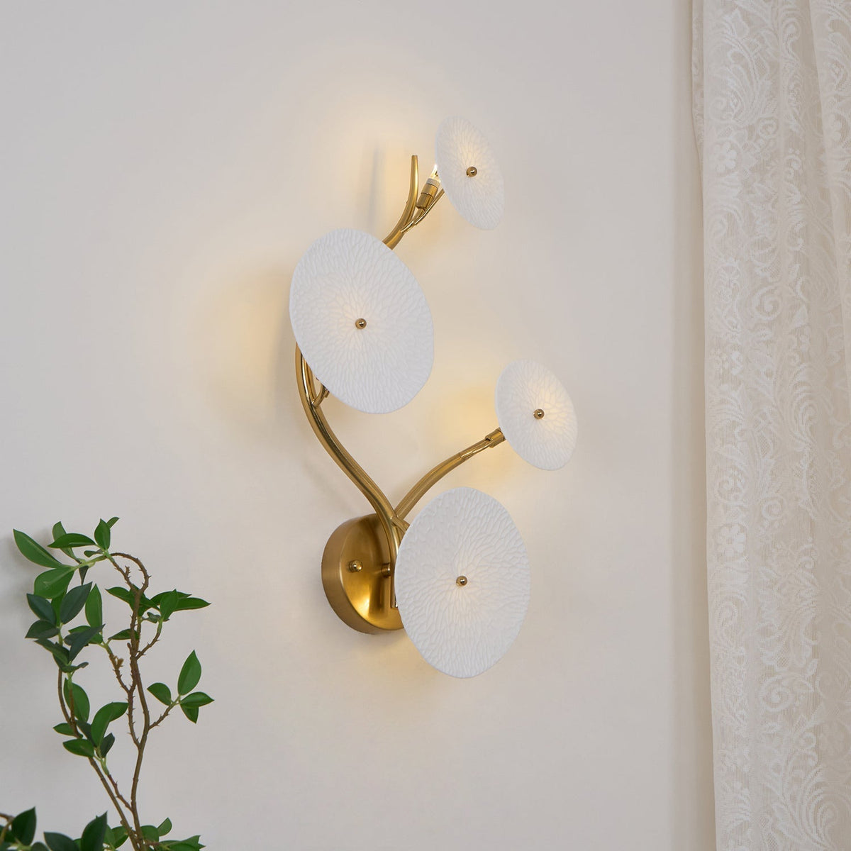 Wandlamp Keramiek Lotusbloem met Metalen Connector voor Slaapkamer Woonkamer Warm Licht Wandverlichting IP20 G4 | Sulvida
