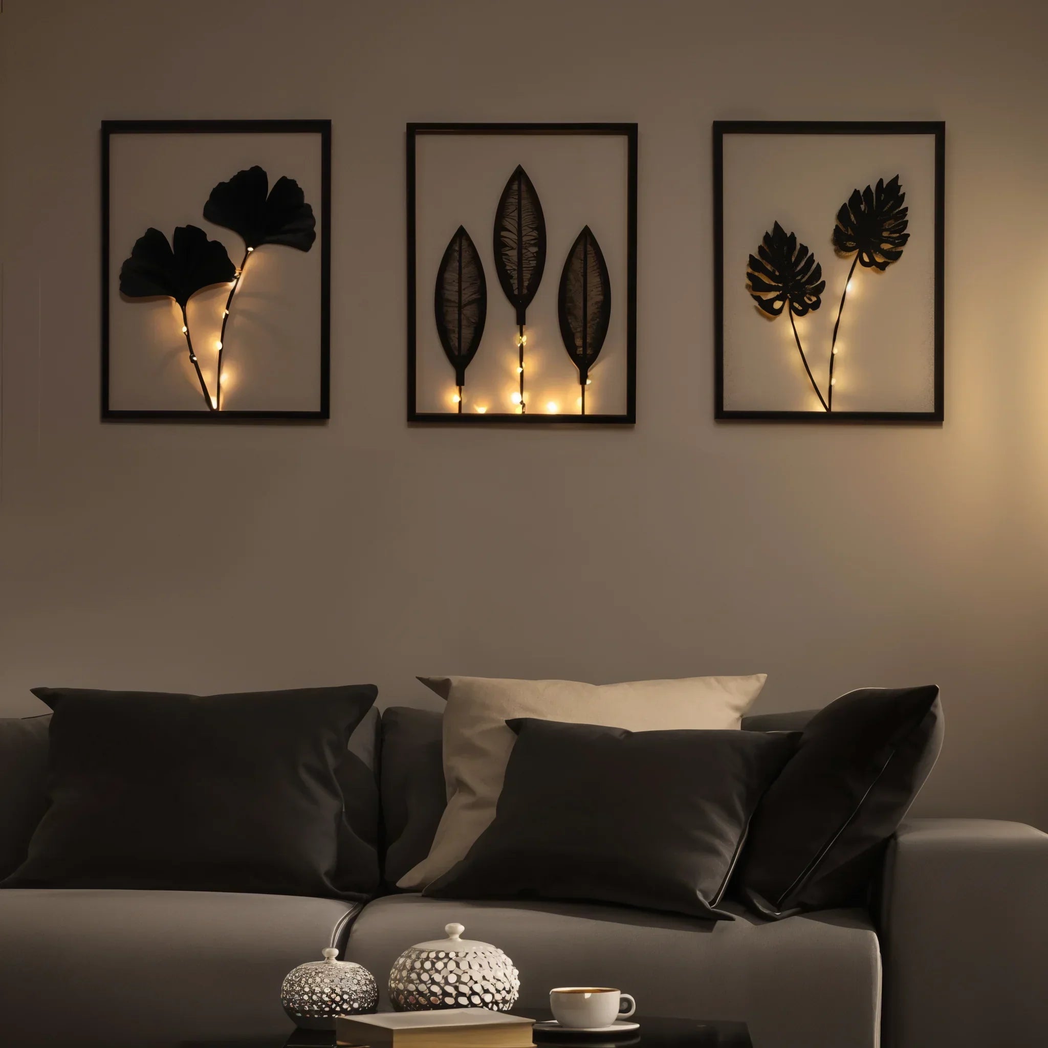 Decoratieve LED-lijst met bladmotief en kleurwisseling voor sfeervolle wooninrichting 40x30 cm | Sulvida