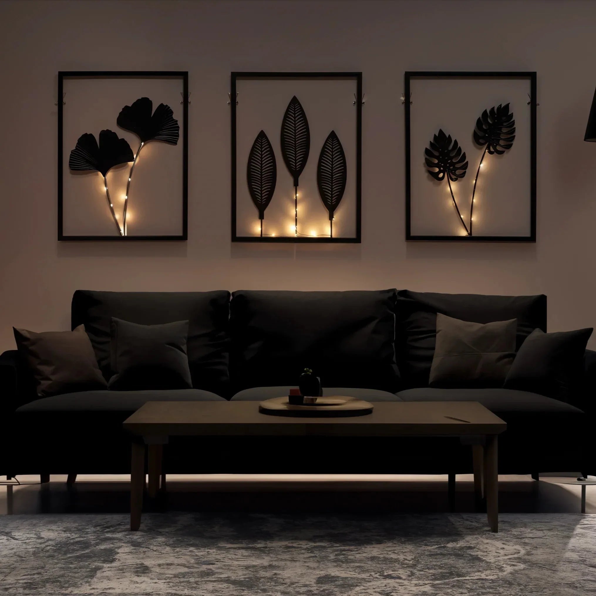 Decoratieve LED-lijst met bladmotief en kleurwisseling voor sfeervolle wooninrichting 40x30 cm | Sulvida