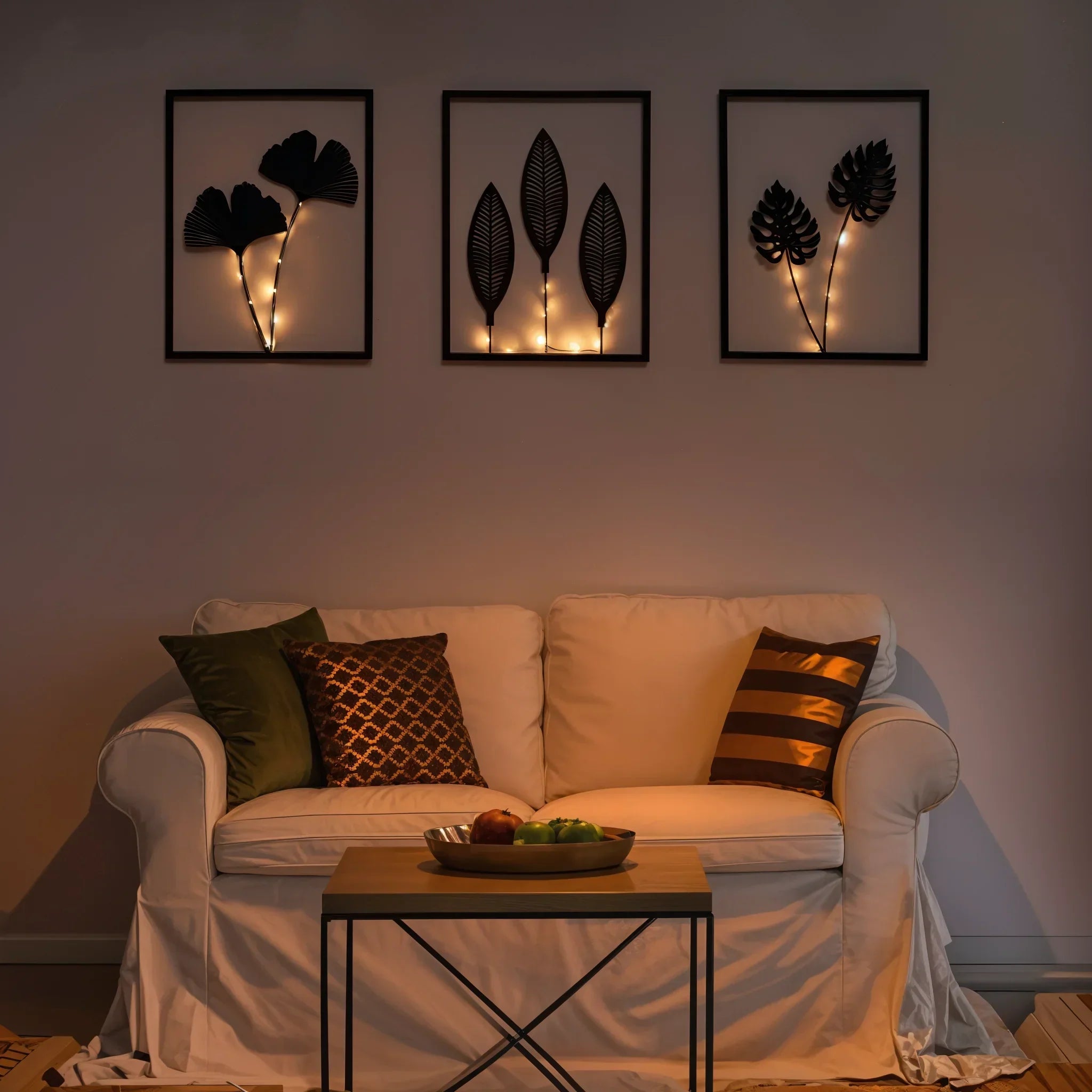 Decoratieve LED-lijst met bladmotief en kleurwisseling voor sfeervolle wooninrichting 40x30 cm | Sulvida