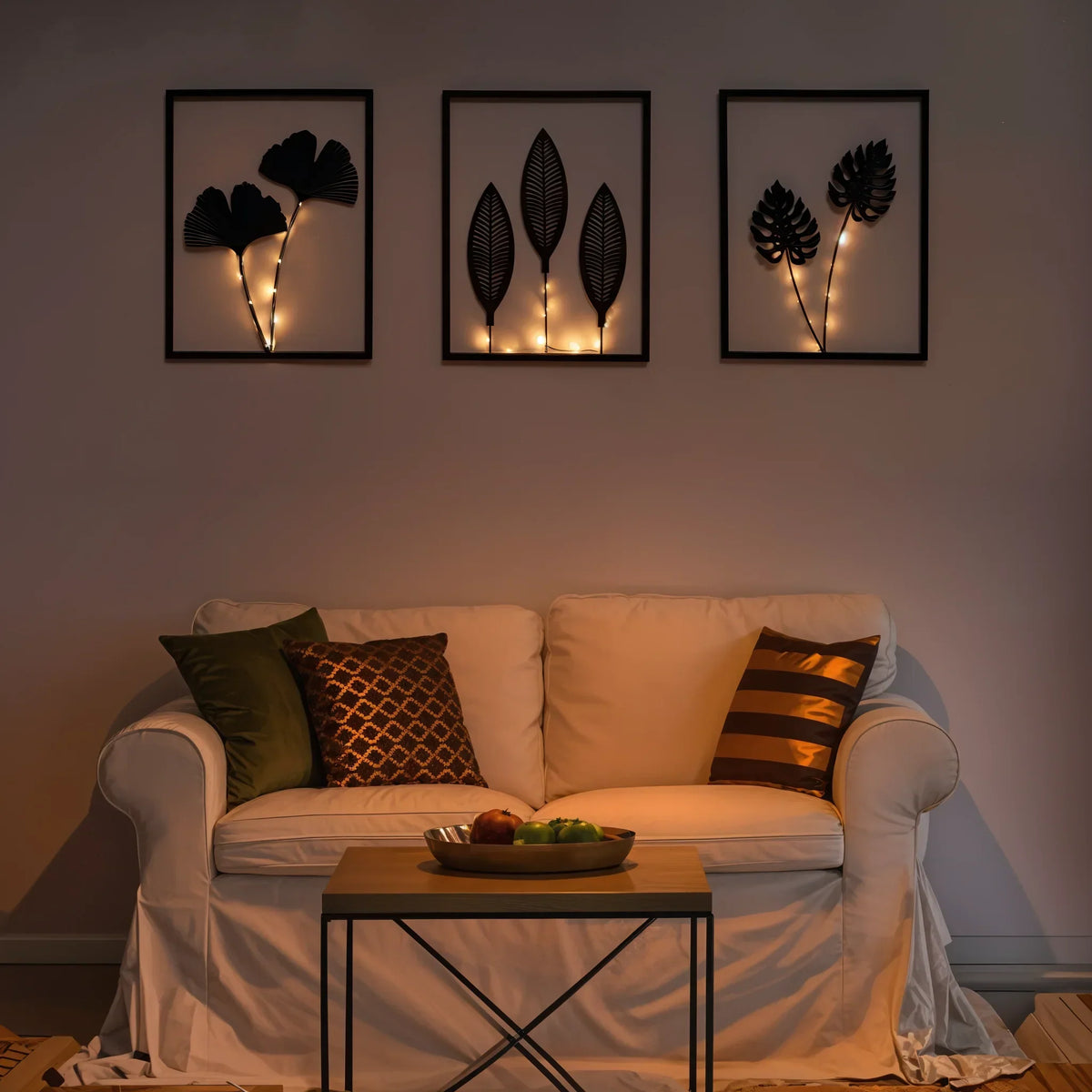 LED-fotolijst met bladmotief sfeerverlichting warmwit licht woonkamer decoratie interieur wanddecoratie modern | Sulvida