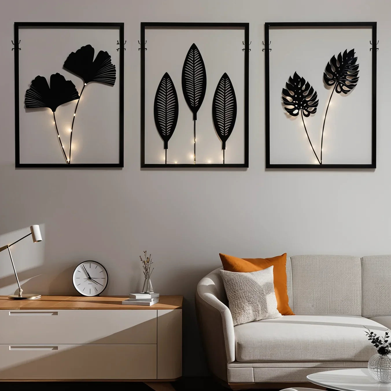 Decoratieve LED-lijst met bladmotief en kleurwisseling voor sfeervolle wooninrichting 40x30 cm | Sulvida