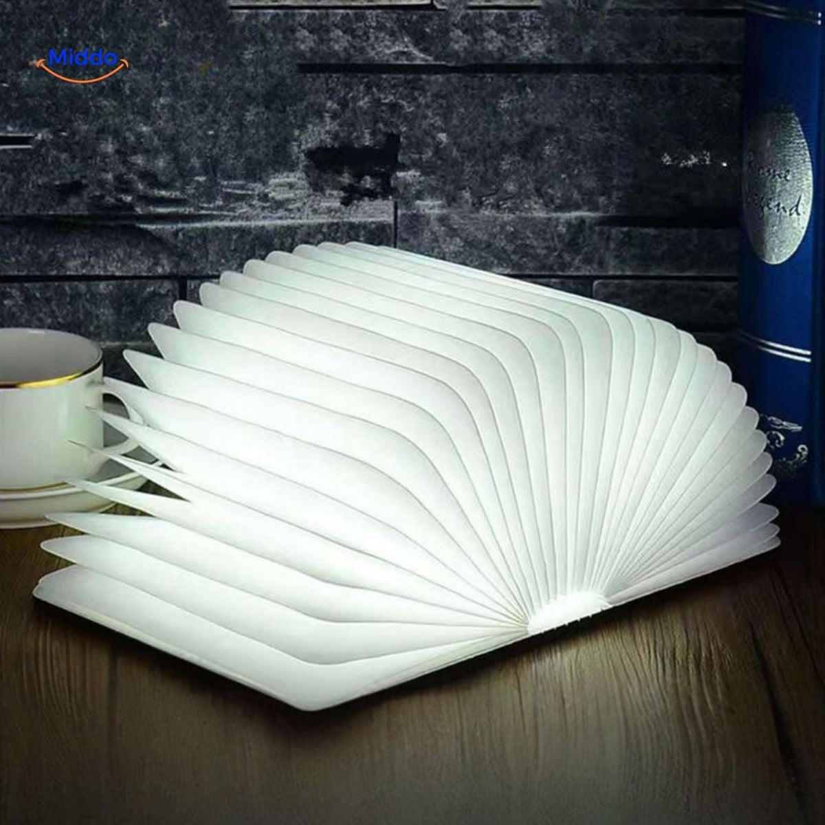 Vouwbare Boeklamp met LED Verlichting Hout 3 Kleuren Dimbaar Decoratieve Lamp Sfeerlicht Bureau Nachtkastje | Sulvida