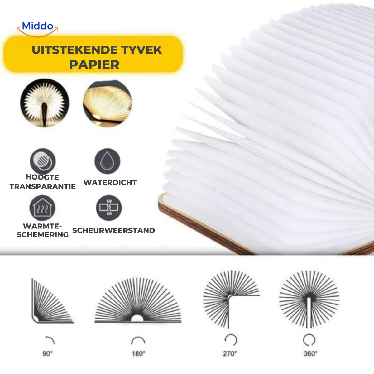 Vouwbare Boeklamp met LED Verlichting Hout 3 Kleuren Dimbaar Decoratieve Lamp Sfeerlicht Bureau Nachtkastje | Sulvida