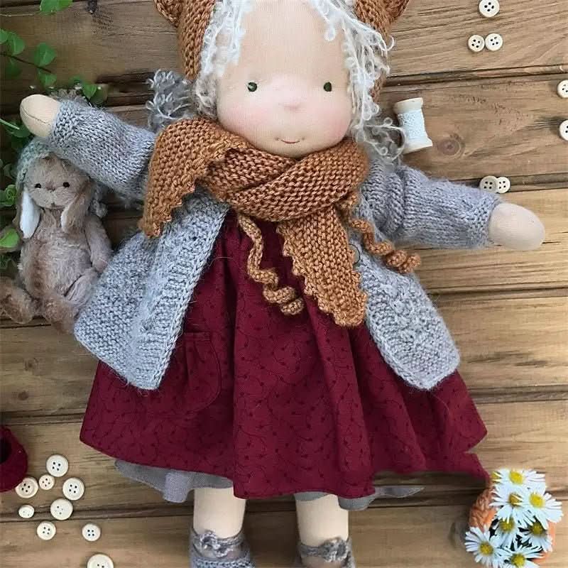 Handgemaakte knuffelpop 30 cm katoenen pop speelgoed meisjes fantasiespel kledingset vanaf 3 jaar zacht pluche | Sulvida