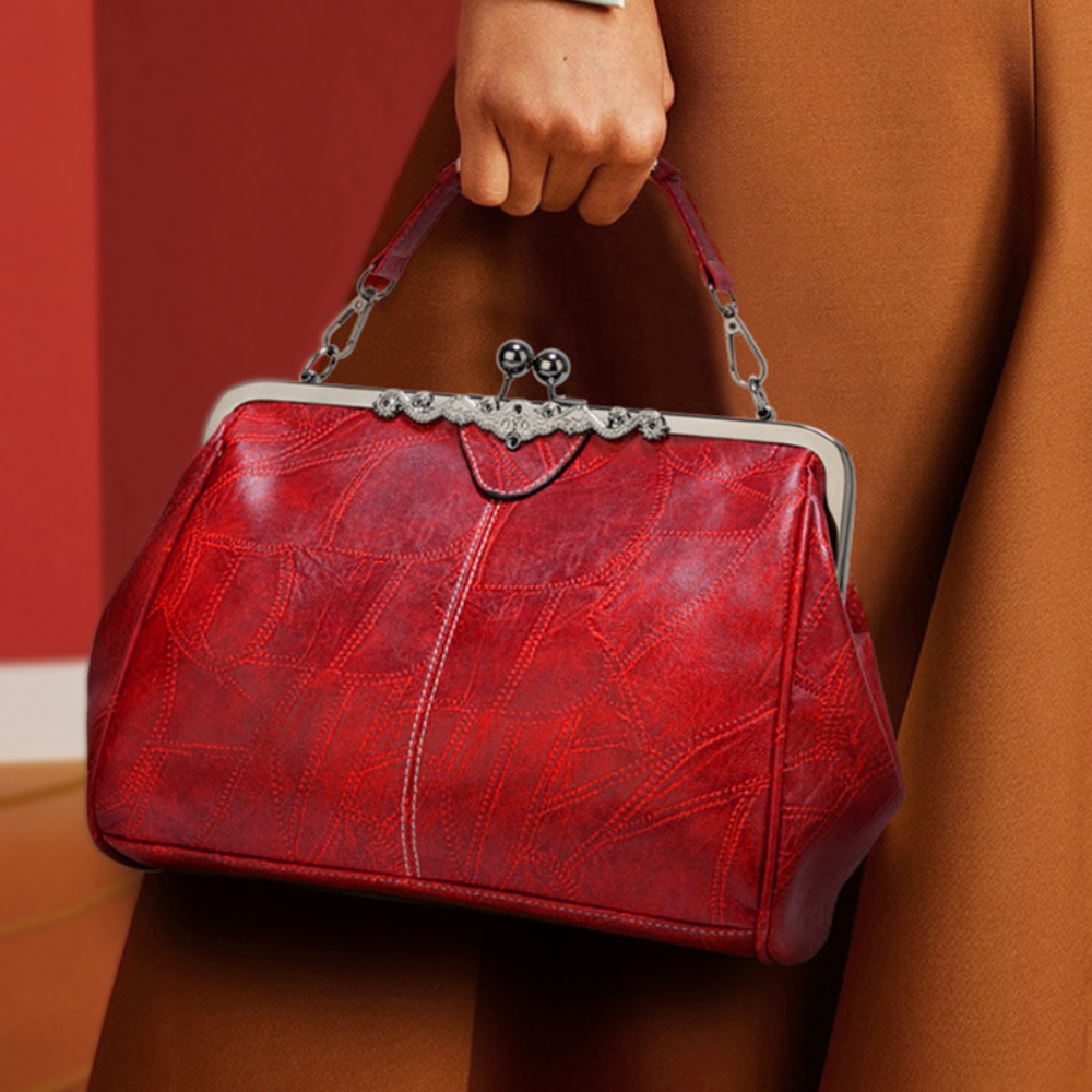 Vintage Handtas met Kliksluiting Retro Schoudertas Elegante Damestas Handgemaakt Stijlvol Accessoire | Sulvida