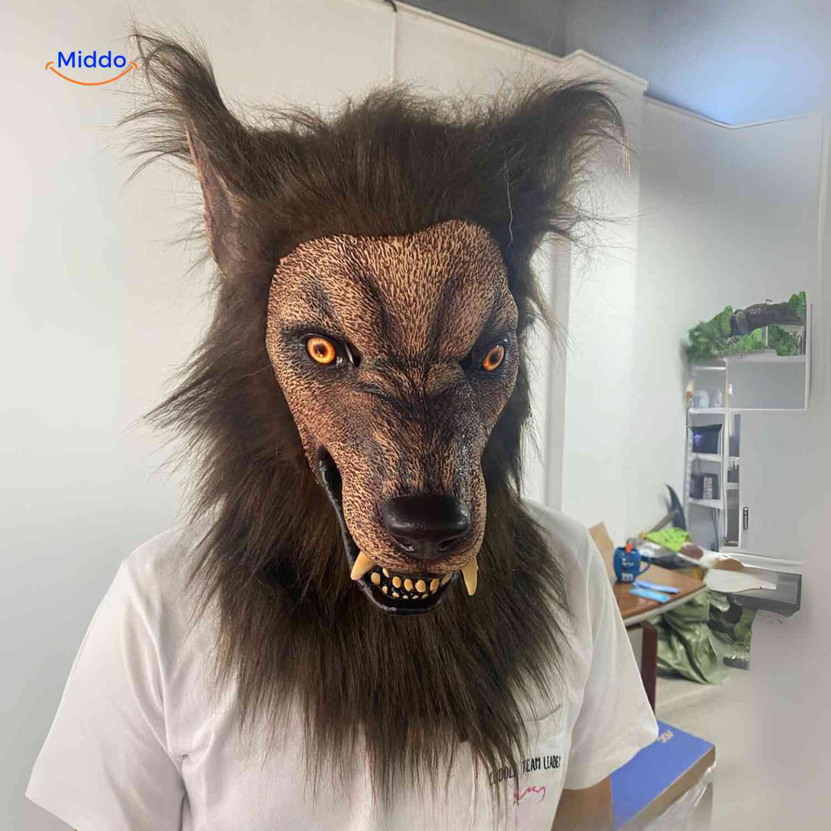Wolfskop Halloween Masker Met Lichtgevende Ogen Latex Realistisch Horror Kostuum Feest Cosplay Accessoire | Sulvida
