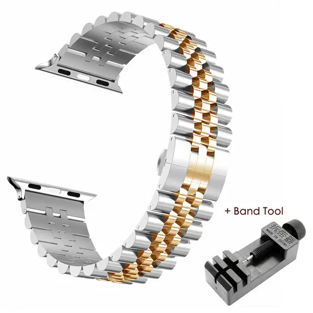 Bracelet de montre en acier pour Apple Watch, compatible avec toutes les séries, argent, or rose, noir, 38mm 40mm 42mm 44mm | Sulvida