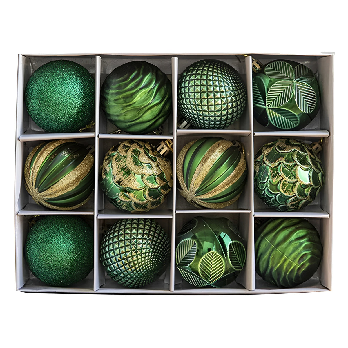 Luxe Kerstballen Set 24 Stuks Glanzend Groen Zilver Rood Roze Champagne Onbreekbare Kerstboomdecoratie | Sulvida
