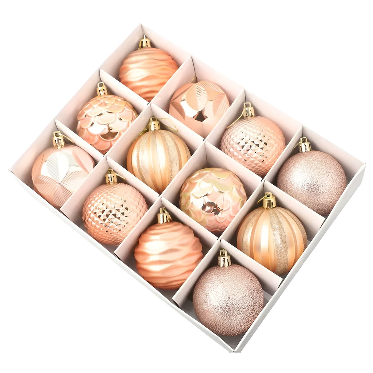 Luxe Kerstballen Set 24 Stuks Glanzend Groen Zilver Rood Roze Champagne Onbreekbare Kerstboomdecoratie | Sulvida