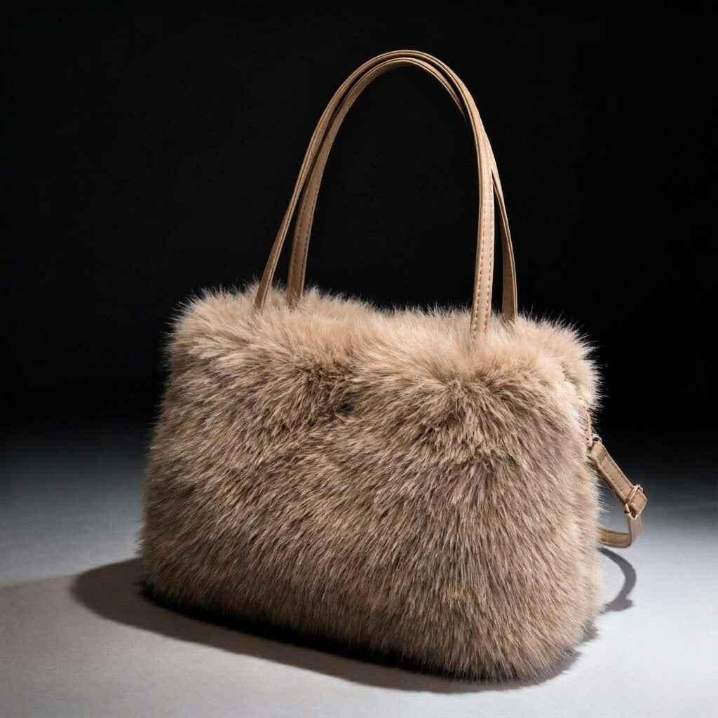 Schoudertas met Zachte Imitatiebont voor Dagelijks Gebruik Dames Winteraccessoire Trendy Handtas Mode | Sulvida