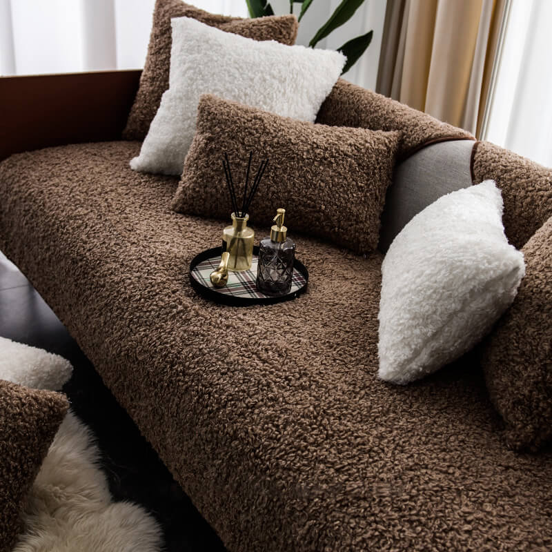 Antislip Bankhoes Teddy Fleece Pluche Beschermhoes Bank Woonkamer Huisdieren Wasbaar Comfortabel Zacht | Sulvida